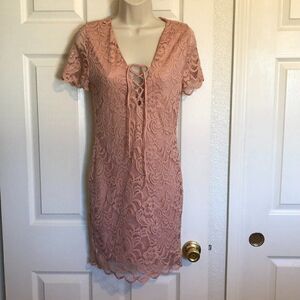 Forever 21 Knit Dress w/Lace Overlay and Lace Up Front Size Small NWT!